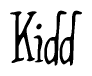 The image contains the word 'Kidd' written in a cursive, stylized font.