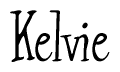 The image is of the word Kelvie stylized in a cursive script.