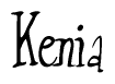   The image is of the word Kenia stylized in a cursive script. 
