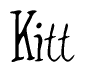 The image contains the word 'Kitt' written in a cursive, stylized font.
