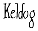 The image contains the word 'Keldog' written in a cursive, stylized font.
