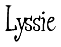 The image is of the word Lyssie stylized in a cursive script.
