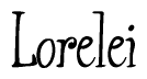 The image contains the word 'Lorelei' written in a cursive, stylized font.