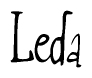 The image is of the word Leda stylized in a cursive script.