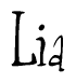 The image is of the word Lia stylized in a cursive script.