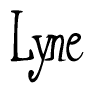 The image contains the word 'Lyne' written in a cursive, stylized font.