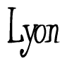 The image contains the word 'Lyon' written in a cursive, stylized font.