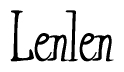 The image is a stylized text or script that reads 'Lenlen' in a cursive or calligraphic font.