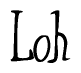 The image contains the word 'Loh' written in a cursive, stylized font.