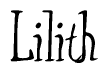 The image is a stylized text or script that reads 'Lilith' in a cursive or calligraphic font.