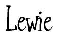 The image is a stylized text or script that reads 'Lewie' in a cursive or calligraphic font.