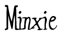 The image contains the word 'Minxie' written in a cursive, stylized font.