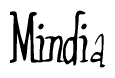 The image contains the word 'Mindia' written in a cursive, stylized font.