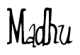 The image contains the word 'Madhu' written in a cursive, stylized font.