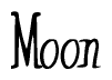 The image is of the word Moon stylized in a cursive script.