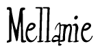 The image contains the word 'Mellanie' written in a cursive, stylized font.