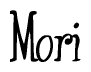 The image contains the word 'Mori' written in a cursive, stylized font.