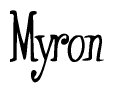 The image is of the word Myron stylized in a cursive script.