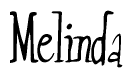 The image is a stylized text or script that reads 'Melinda' in a cursive or calligraphic font.