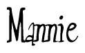 The image is a stylized text or script that reads 'Mannie' in a cursive or calligraphic font.