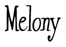 The image contains the word 'Melony' written in a cursive, stylized font.