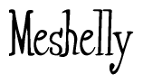 The image is of the word Meshelly stylized in a cursive script.
