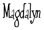 The image is a stylized text or script that reads 'Magdalyn' in a cursive or calligraphic font.