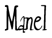 The image contains the word 'Manel' written in a cursive, stylized font.