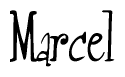 The image is of the word Marcel stylized in a cursive script.