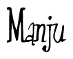 The image is of the word Manju stylized in a cursive script.