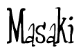The image contains the word 'Masaki' written in a cursive, stylized font.