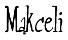 The image contains the word 'Makceli' written in a cursive, stylized font.