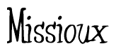 The image contains the word 'Missioux' written in a cursive, stylized font.