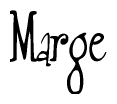 The image contains the word 'Marge' written in a cursive, stylized font.