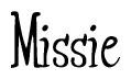 The image contains the word 'Missie' written in a cursive, stylized font.