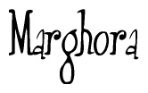 The image contains the word 'Marghora' written in a cursive, stylized font.