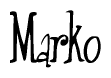 The image is a stylized text or script that reads 'Marko' in a cursive or calligraphic font.