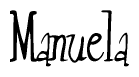 The image is of the word Manuela stylized in a cursive script.