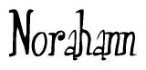 The image is of the word Norahann stylized in a cursive script.