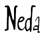 The image is of the word Neda stylized in a cursive script.