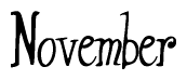 The image is a stylized text or script that reads 'November' in a cursive or calligraphic font.