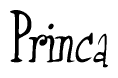 The image contains the word 'Princa' written in a cursive, stylized font.