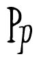 The image is of the word Pp stylized in a cursive script.