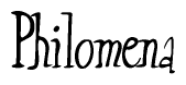 The image is a stylized text or script that reads 'Philomena' in a cursive or calligraphic font.