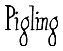The image is a stylized text or script that reads 'Pigling' in a cursive or calligraphic font.