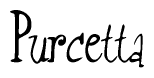 The image is of the word Purcetta stylized in a cursive script.