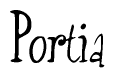 The image contains the word 'Portia' written in a cursive, stylized font.
