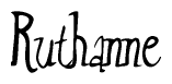 The image is a stylized text or script that reads 'Ruthanne' in a cursive or calligraphic font.