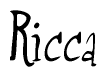 The image contains the word 'Ricca' written in a cursive, stylized font.