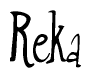 The image contains the word 'Reka' written in a cursive, stylized font.